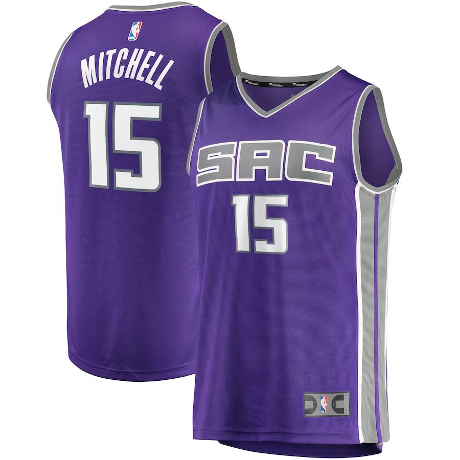 Men Sacramento Kings #15 Davion Mitchell Fanatics Branded Purple Fast Break Player NBA Jersey